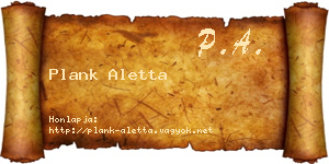 Plank Aletta névjegykártya